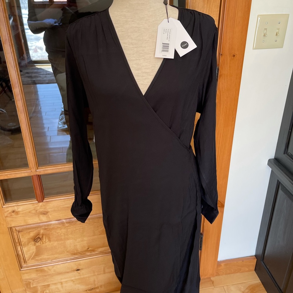 Universal Standard River Wrap Maxi Dress Black 12 NWT Holiday Party Read Goth